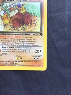 Pokemon Cards: Team Rocket 1st Edition Rare: Dark Dugtrio 23/82 - Image 4