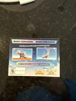 Shiny Koraidon or Miraidon Pokemon Scarlet Violet Gamestop Code Card Unscratched - Image 1