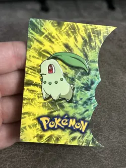 2001 Topps Pokemon Chikorita #152 Johto Series 1 Die Cut-Embossed Blue Label - Image 4