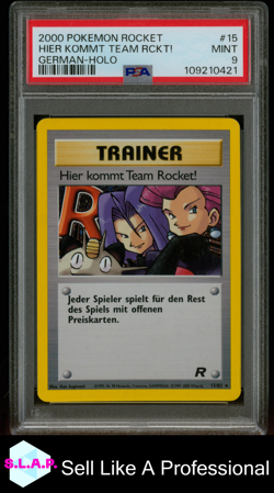 HIER KOMMT TEAM RCKT! GERMAN-HOLO POKEMON ROCKET 2000 15 PSA 9 - Image 1
