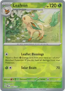 Pokemon TCG Leafeon 005/131 Reverse Holo Pokeball Prismatic Evolutions NM/M - Image 1