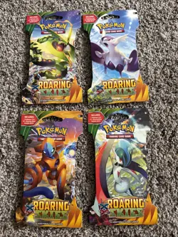 Pokemon XY Roaring Skies Sleeved Booster Pack - 4 Packs - Complete Art Set - Image 1