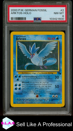 ARKTOS-HOLO POKEMON GERMAN FOSSIL 2000 2 PSA 8 - Image 1
