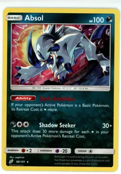 Pokemon TCG Absol 88/181 Sm- Team Up Holo Rare - Image 1