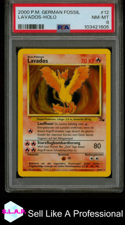LAVADOS-HOLO POKEMON GERMAN FOSSIL 2000 12 PSA 8 - Image 1