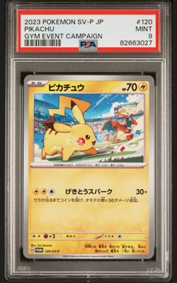 2023 POKEMON JAPANESE SV-P PROMO 120 PIKACHU GYM EVENT CAMPAIGN PSA 9 - Image 1