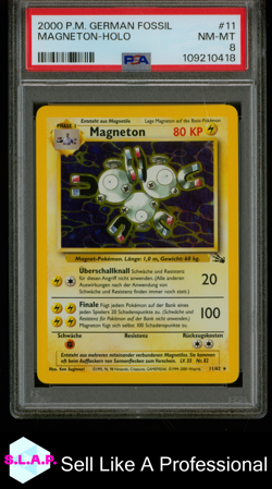 MAGNETON-HOLO POKEMON GERMAN FOSSIL 2000 11 PSA 8 - Image 1