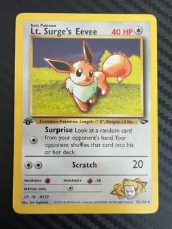 Pokemon TCG LT. Surge's Eevee 1st Edition 51/132 Gym Challenge Uncommon NM - Image 1