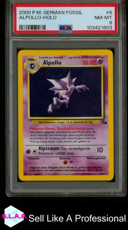 ALPOLLO-HOLO POKEMON GERMAN FOSSIL 2000 6 PSA 8 - Image 1