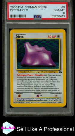 DITTO-HOLO POKEMON GERMAN FOSSIL 2000 3 PSA 8 - Image 1