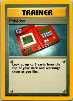 1999 Base Set Shadowless Pokedex Trainer Pokemon Card # 87/102 - Image 1