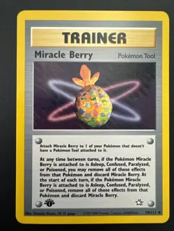 1st Edition Pokemon Neo Genesis Trainer Miracle Berry 94/111 Vintage Card - Image 1