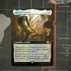 Horn of Gondor, R 0788, NM Surge Foil Extended Art, MTG LotR Lord Rings TCG Card - Image 1