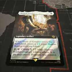 Horn of Gondor, R 0788, NM Surge Foil Extended Art, MTG LotR Lord Rings TCG Card - Image 2