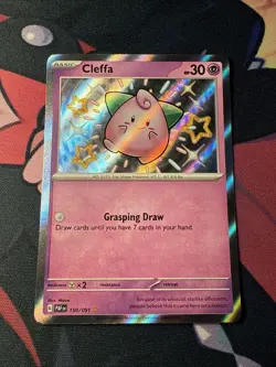 Pokemon Cleffa S & v Paldean Fates Shiny Holo Rare Card 150/091 NM Condition - Image 1