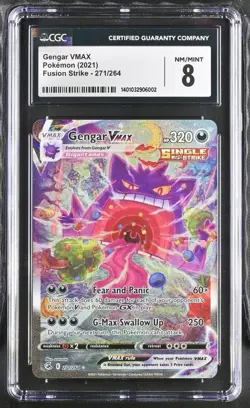 Pokemon Fusion Strike Gengar VMAX Alternative Art Card 271/264 CGC 8 NM-MT - Image 1