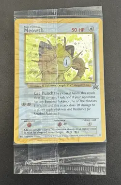 2000 Pokemon MEOWTH Game Boy SEALED Holo BLACK STAR PROMO Rare GB Card #10 SWIRL - Image 1
