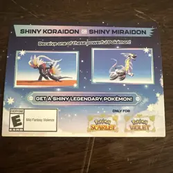 Pokemon Scarlet & Violet Shiny Koraidon or Miraidon Serial Code Card - Image 1