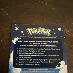 Pokemon Scarlet & Violet Shiny Koraidon or Miraidon Serial Code Card - Image 2