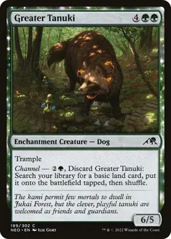 Greater Tanuki 189 NEO MTG Dog Enchantment Green Trample Channel Common Gort EN - Image 1
