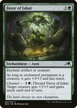 Favor of Jukai 184 NEO MTG Green Enchantment Aura Channel 2022 Common Lyon EN - Image 1