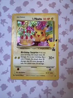 Pokemon TCG Birthday Pikachu Black Star Promo #24 Celebrations Set NM Condition - Image 1