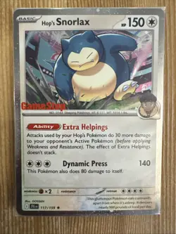 Pokemon TCG Hop's Snorlax Gamestop Promo 117/159 Sealed - Journey Together NM - Image 1