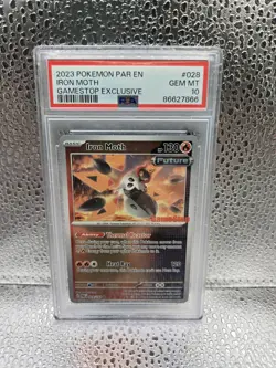 Iron Moth 28 Holo Pokemon Paradox Rift Gamestop Exclusive Stamped PSA 10 - Image 1
