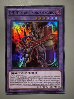 YUGIOH D/D/D FLAME KING GENGHIS ASIA ENGLISH EDITION CR09-AE015 SUPER RARE - Image 1