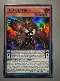 YUGIOH D/D GRYPHON (PENDULUM) ASIA ENGLISH EDITION CR09-AE008 SUPER RARE - Image 1