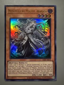YUGIOH MITSURUGI NO MIKOTO ARAMASA ASIA ENGLISH EDITION CR09-AE078 ULTRA RARE - Image 1