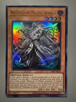 YUGIOH MITSURUGI NO MIKOTO ARAMASA ASIA ENGLISH CR09-AES24 ULTRA RARE (1ST RUN) - Image 1