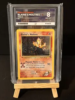 Pokemon TCG Blaine's Moltres Holo Card 1/132 Gym Heroes Series ACE 8 NM-MT - Image 1