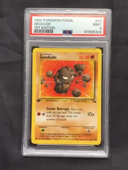 Pokemon Cards: Fossil 1st Edition Common: Geodude 47/62 PSA 9 - Image 2