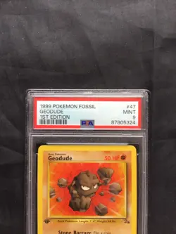 Pokemon Cards: Fossil 1st Edition Common: Geodude 47/62 PSA 9 - Image 3