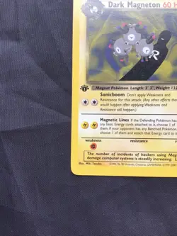 Pokemon Cards: Team Rocket 1st Edition Rare: Dark Magneton 28/82 - Image 5