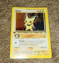 Pichu 12/111 1st Edition Neo Genesis Holo WOTC Pokemon Card 2000 - Image 1