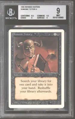 Magic MTG 3rd Edition Revised Demonic Tutor BGS 9 (8.5, 9.5, 9, 9) NEAR MINT NM - Image 1