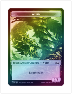 1x Foil Wurm Token 029, Deathtouch (For Wurmcoil Engine) Double Masters, MTG NM - Image 1