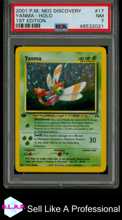 YANMA-HOLO 1ST EDITION POKEMON NEO DISCOVERY 2001 17 PSA 7 - Image 1