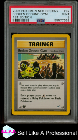 BROKEN GROUND GYM 1ST EDITION POKEMON NEO DESTINY 2002 92 PSA 9 - Image 1