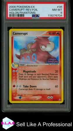 CAMERUPT-REV.FOIL HOLON PHANTOMS POKEMON EX HOLON PHANTOMS 2006 36 PSA 8 - Image 1