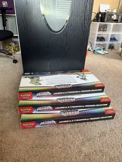 3x Pokemon Prismatic Evolutions Lucario EX and Tyranitar EX Premium Collection - Image 2