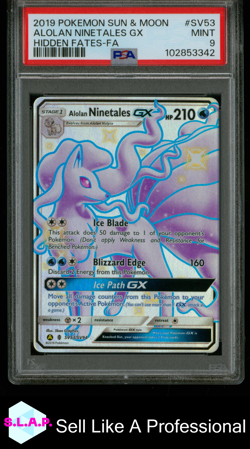 ALOLAN NINETALES GX HIDDEN FATES-FA POKEMON SM HIDDEN FATES 2019 SV53 PSA 9 - Image 1