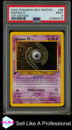 UNOWN H 1ST EDITION POKEMON NEO DESTINY 2002 28 PSA 9 - Image 1