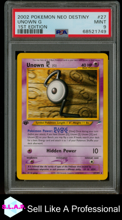 UNOWN G 1ST EDITION POKEMON NEO DESTINY 2002 27 PSA 9 - Image 1