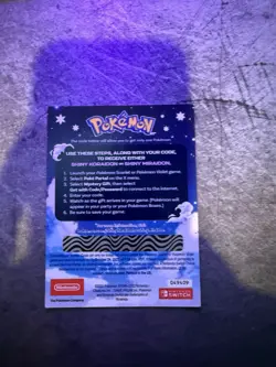 POKEMON SCARLET / VIOLET -SHINY MIRAIDON OR SHINY KORAIDON CODE CARD UNSCRATCHED - Image 2