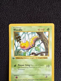 1999 Pokemon TCG Base Set Weedle Card #69/102 1st Edition Shadowless - Image 3