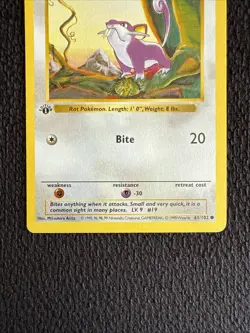 Pokemon Rattata 61/102 1st Edition Shadowless Base Set Card - Image 2