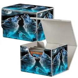 Card Deck Box for MTG Cards,100+ Single Sleeved Cards Howling Wolf / Moon - Image 2